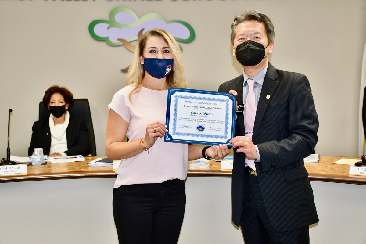 WVUSD_Tweet's tweet image. Recognizing School Stars! During the Feb. 16 meeting, the Board of Trustees honored @CJM_Matadors 5th grader Delilah Garcia - Super Star Student Award and parent Grace Sabbatella - Partner in Education Award. Congratulations! #WVUSDProud #TogetherAgain #ReconnectRestoreReimagine