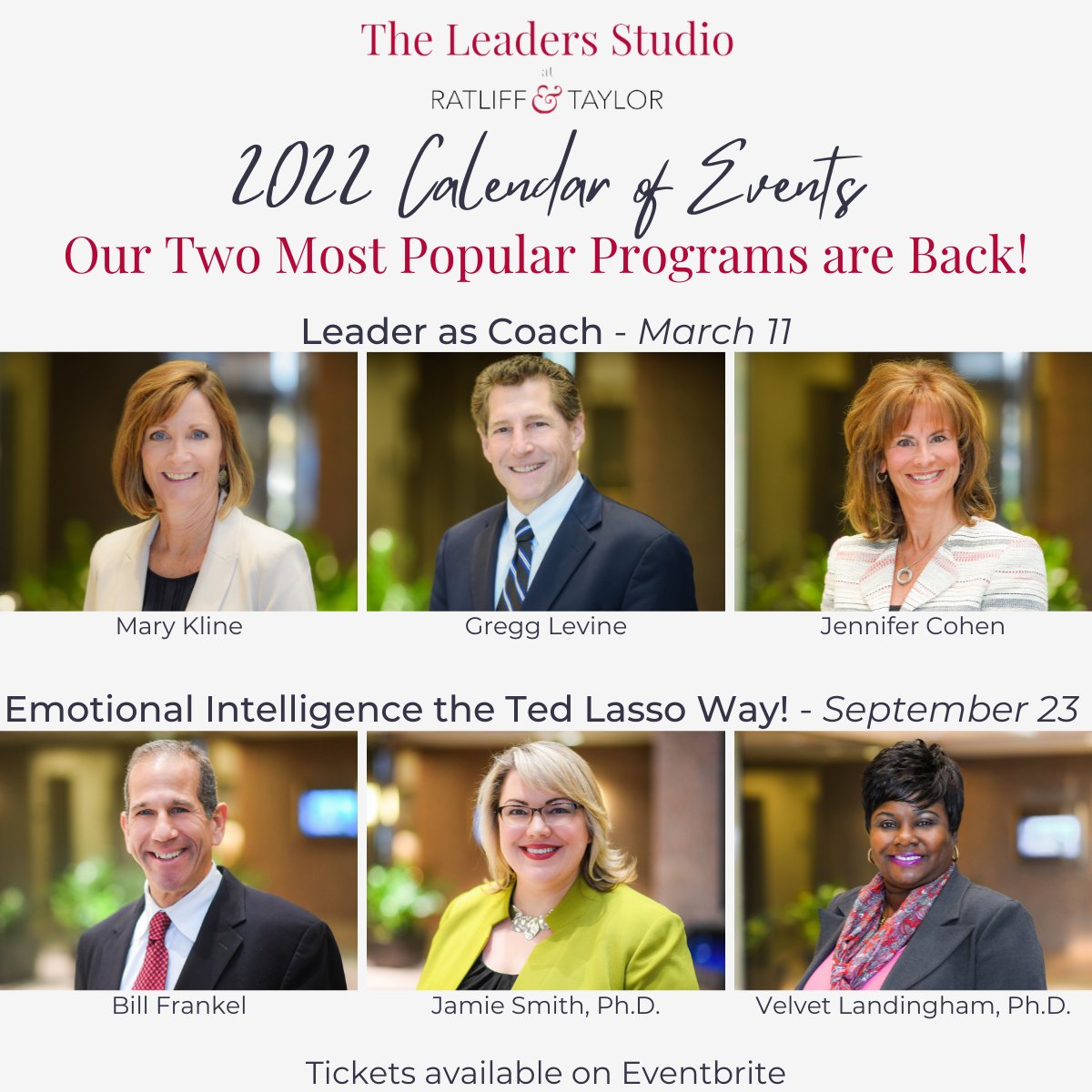 Join us in person for the first time since 2019 for two of our most popular programs – Leader as Coach and Emotional Intelligence! Tickets are on sale at Eventbrite now. Space is limited. bit.ly/3sRwMXo