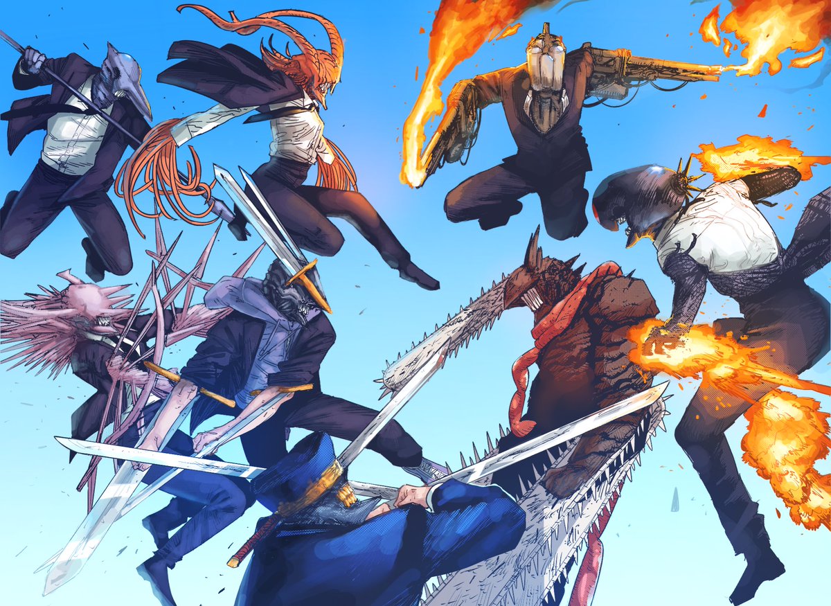 saw #chainsawman trending, making a thread of a bunch of my csm colorings :) 