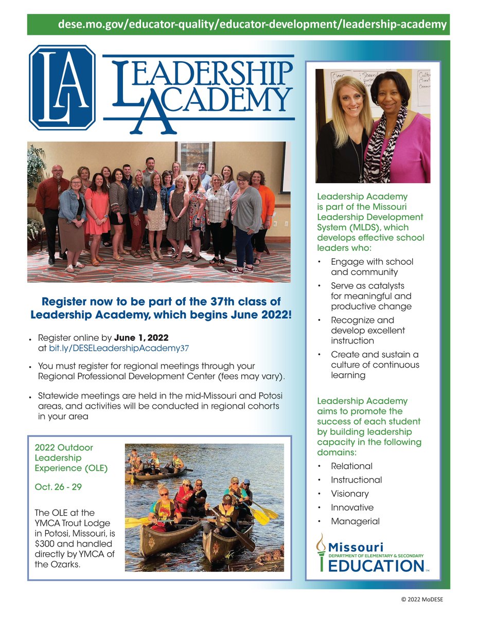 Join Missouri DESE Leadership Academy #37 #MLDS #MoAESP #MoASSP #HOMRPDC