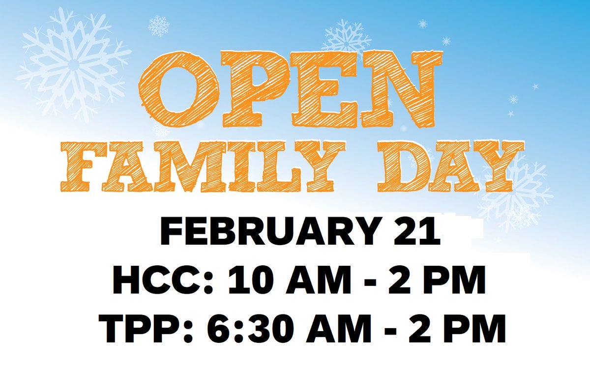 Hastings Community Centre and Templeton Park Pool will be open on Family Day! 
HCC: 10 AM -2 PM
TPP: 6:30 AM - 2 PM