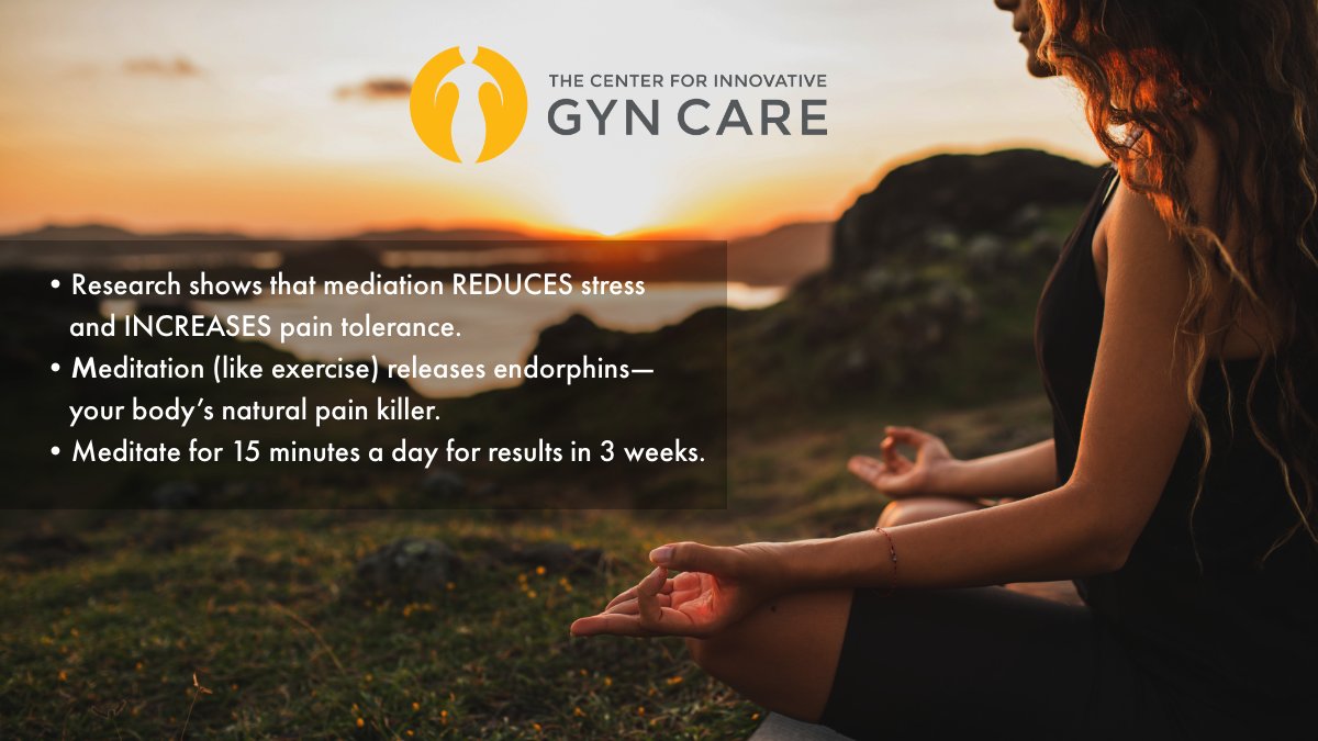 InnovativeGYN's tweet photo. Pandemic stress and aches and pains closing in on you? Why not give meditation a try? It’s known to REDUCE:
🚫 stress 
🚫 anxiety 
🚫 blood pressure
🚫 pain
and 
IMPROVE :
✅ mood 
✅ sleep 
✅ focus
✅ productivity 

#CIGC #CIGCdifference #wellness #healthylife #meditation https://t.co/GuIYjqiFCp