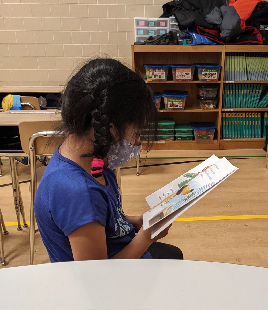 Every day during dismissal this girl chooses to read a book! Love her desire to get better!