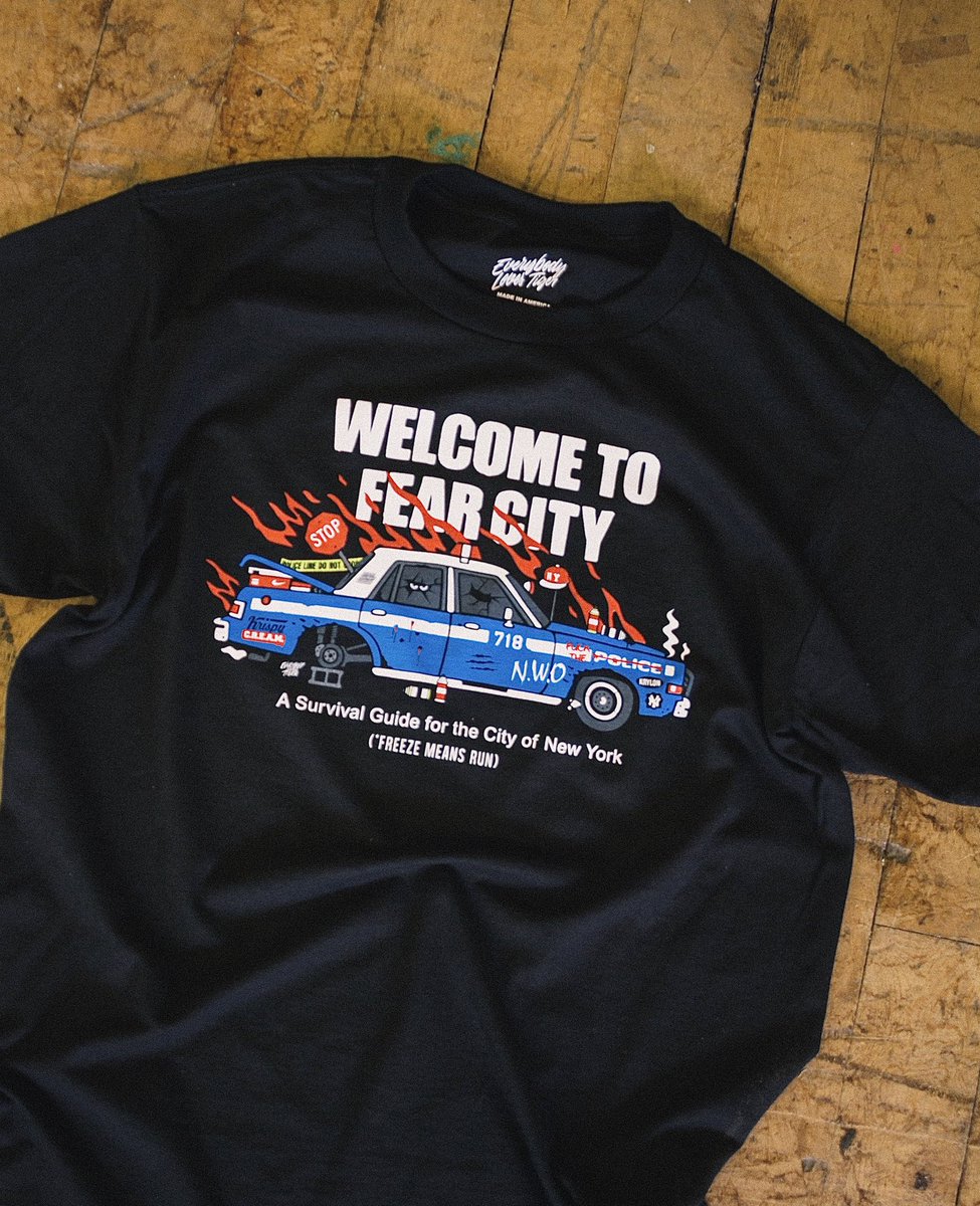 TakeItEasyTiger's tweet photo. Welcome to Fear City! Only for woke and brave. Let’s then 10 left! Not restocking anymore. DM me tigers 🐅 #tshirtshop #clothingline https://t.co/klZBvjfvvJ