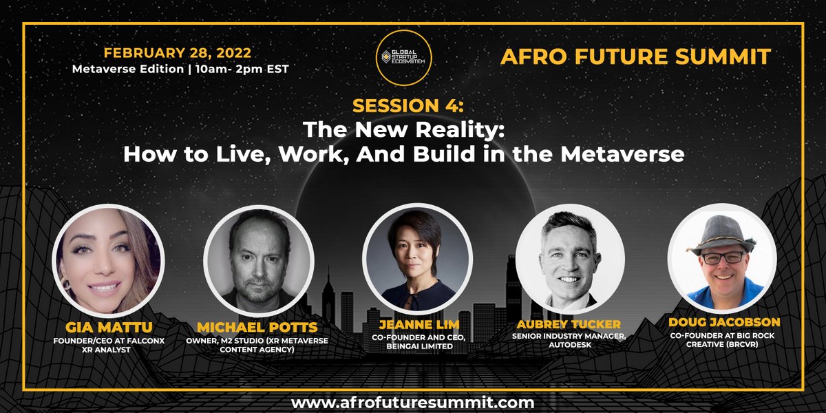 GlobalStartupE's tweet photo. ***Session Announcement Join 5000 global influencers for the 2nd Edition of the iconic Afro Future Summit 2022 Metaverse Edition!! Happening on the Monday 28th February 2022 
Free RSVP via: https://t.co/3V48JHWm6m 
#afrofuturesummit
#globalstartupecosystem https://t.co/0NcTXRHukI