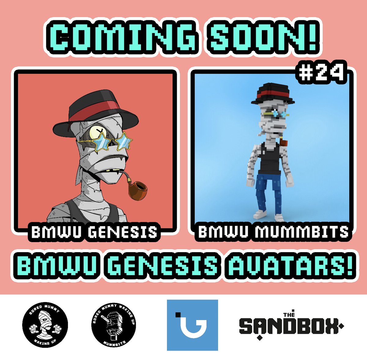 BoredMummyWU's tweet photo. BMWU Mummbits are coming to a metaverse near you. 

Mummbits are a collection of 3D, playable, avatar #NFTs for the #sandbox game. Explore the metaverse as your BMWU. Play to earn while showing off your unique mummy traits.

#MetaverseNFT Project. #BUIDL #web3. #NFTCommunity https://t.co/rp9Eeo5Ea5