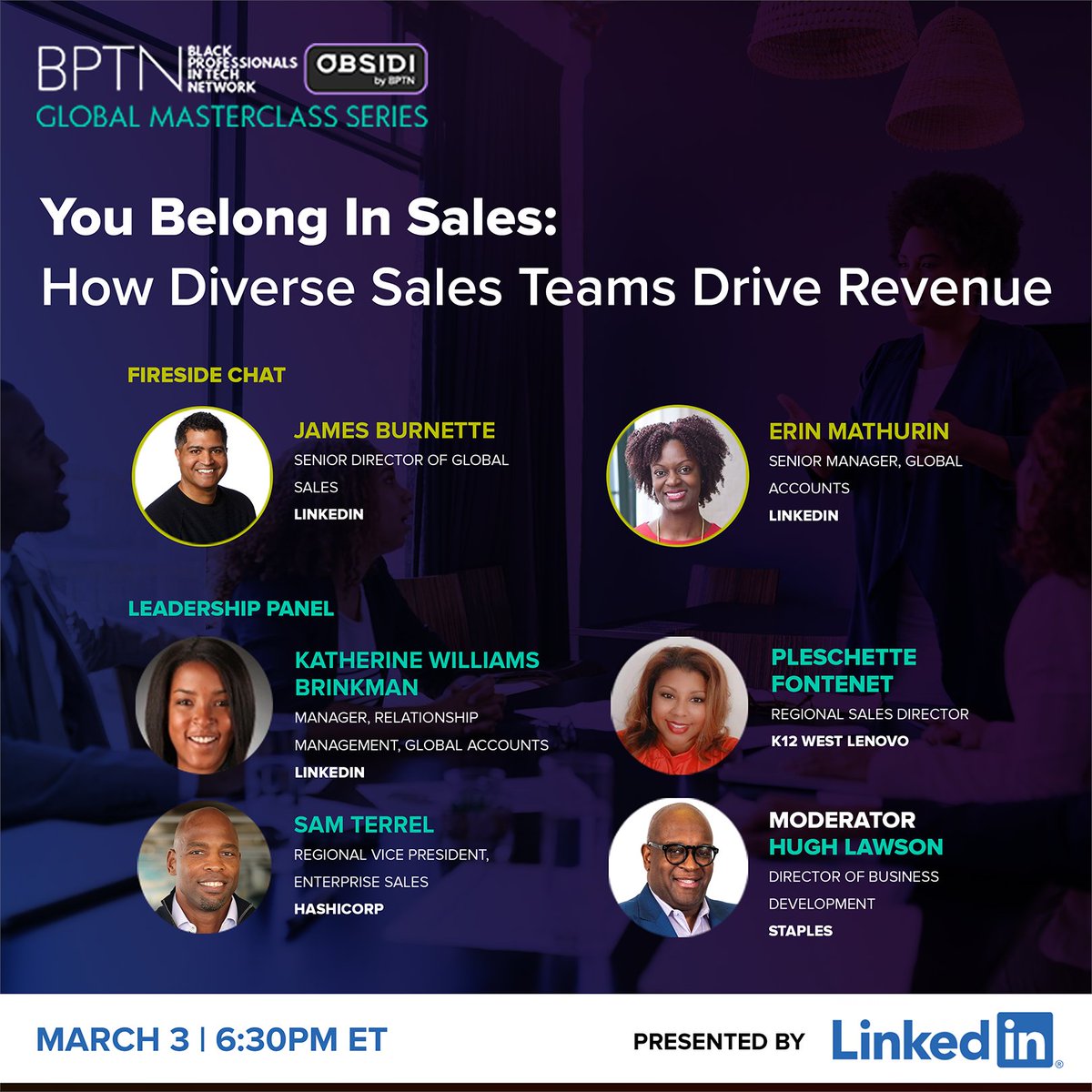 Announcing our new Global Masterclass! 

You Belong in Sales: How Diverse Sales Drive Revenue - Presented by <a href="/LinkedIn/">LinkedIn</a> 

Learn more and save your spot now: bit.ly/369pEhu

#blacktechtwitter #bhm #careerdevelopment #masterclass #event