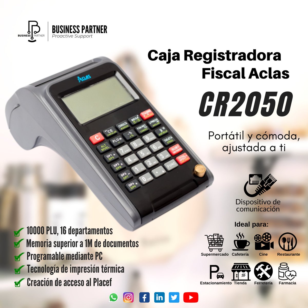 BusinessPartn19's tweet image. Caja Registradora Fiscal Térmica CR2050,  ideal para pequeños y medianos negocios. 
Práctica y cómoda por su tamaño compacto y ajustable para cumplir con los nuevos requerimientos de transmisión de datos. 

🔥Disponible🔥

Business Partner Corp 👨🏼‍💻🧾🛡🦠🛒📞📡
#businesspartnersc