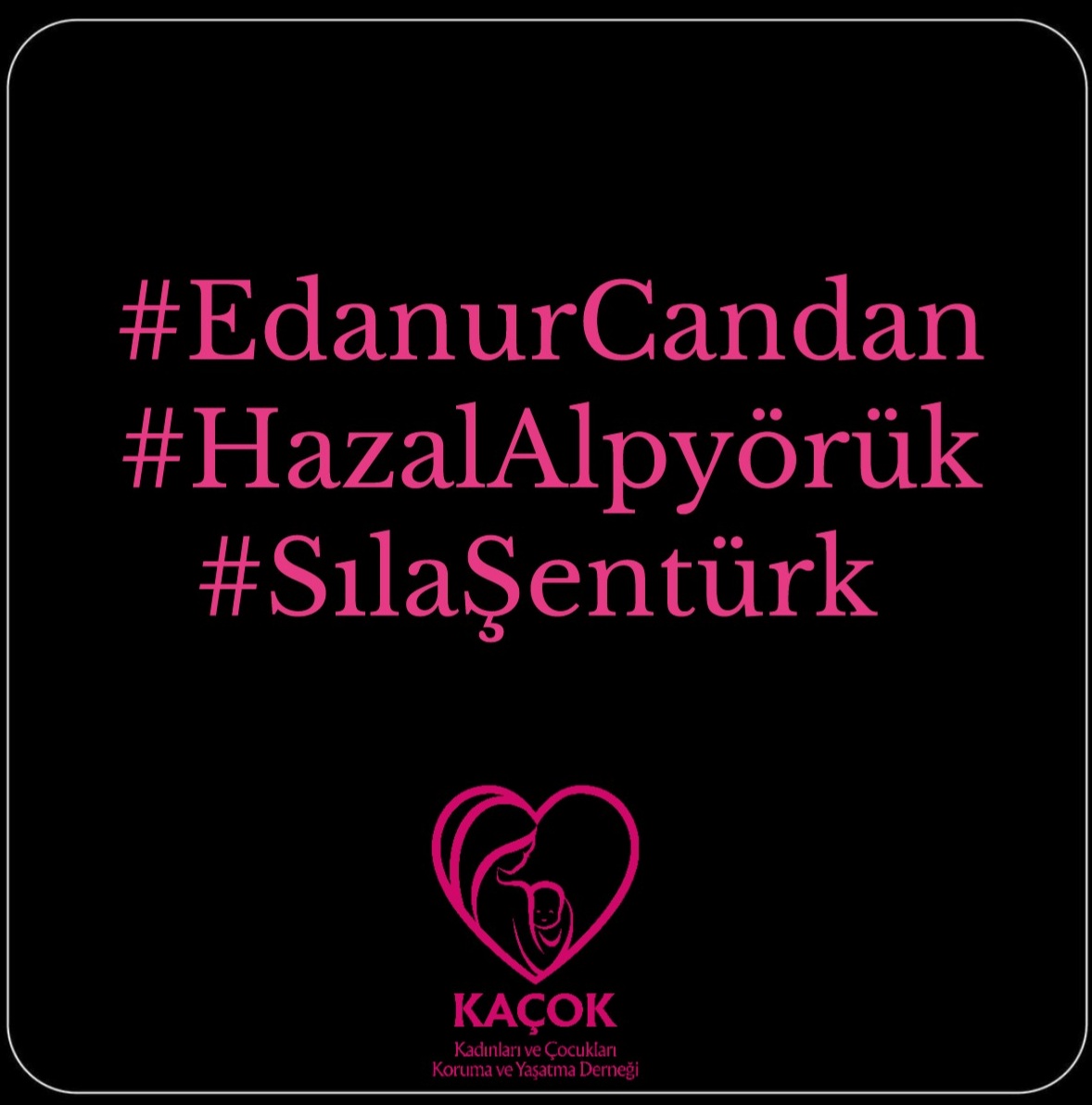 48 saat içerisinde yaşları 16-20 arası olan 3 gencecik kadının hatta çocukların daha hayatı elinden alındı.

Kadınlarımızın (Çocuklarımızın) davasını KAÇOK olarak bizler de takipte olacağız!
#SılaSentuerk
#EdanurCandan
#HazalAlpyörük
#kaçok
#kadın
#cinayet
#eğitim
#yasa
#cocuk