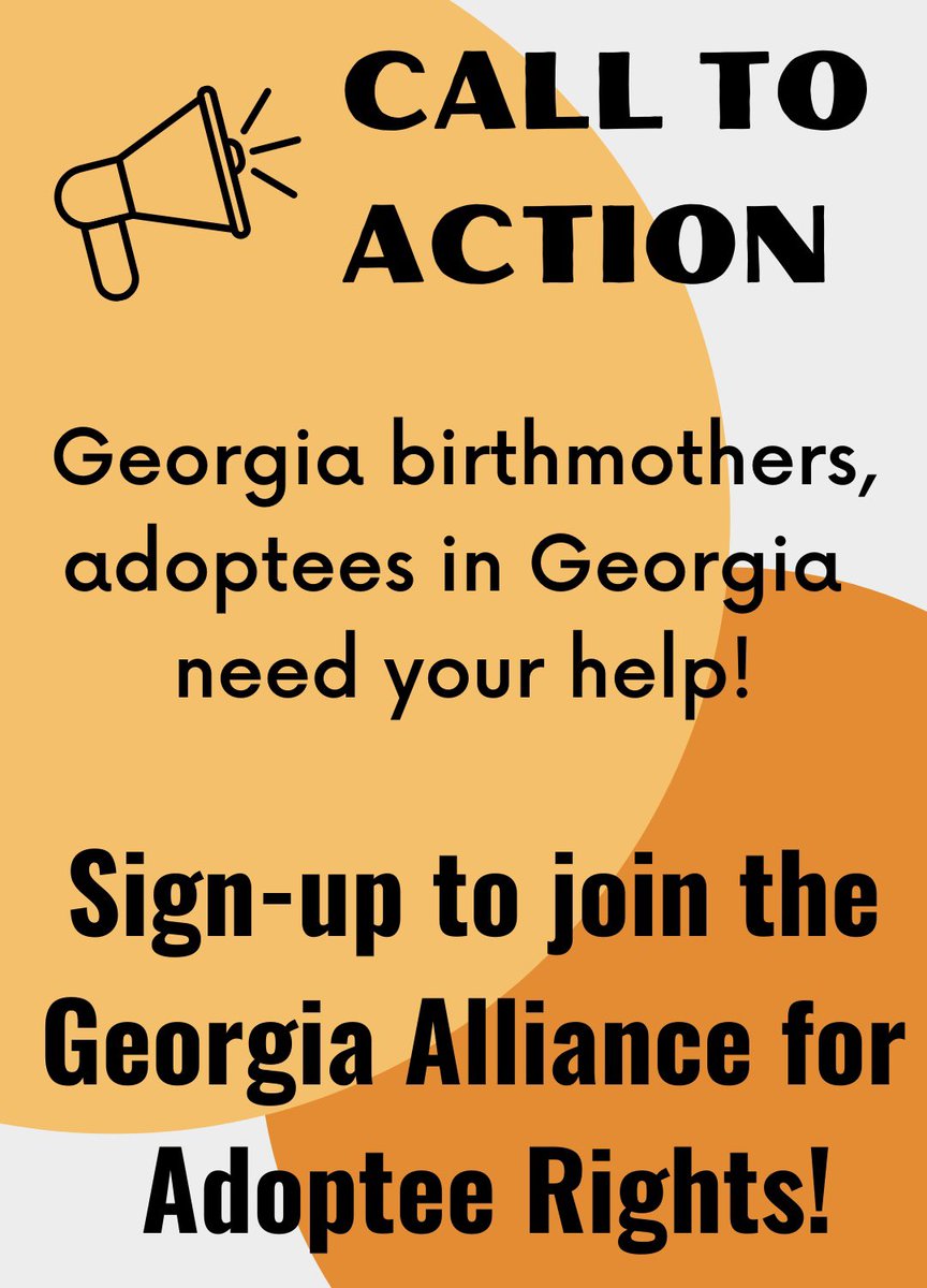 MPowerAlliance's tweet photo. 🗣Calling all birthmothers in Georgia! Adoptees need your help. Sign-up to join @gaadopteerights!🍑#birthmothers #firstmothers #birthmom #firstmom #naturalmother #georgiabirthmothers #GAbirthmothers
https://t.co/ffiVrLu9EE https://t.co/HSqF6wYU71