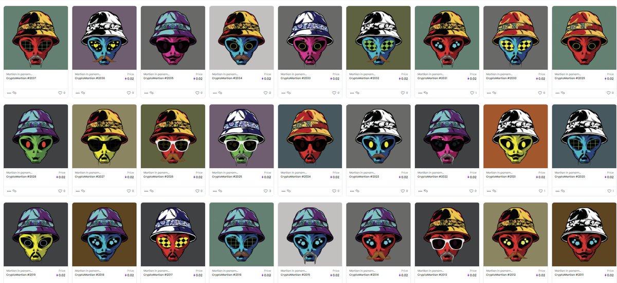 Crypt0_Martian's tweet photo. Crypto Martian came from the future to fill your wallet full of money. Your Crypto Martian gives you access to the following benefits: 
1) Free #NFT from the next collection.
2) Invite to our new game. (In development). 
3) Events for "Martian in panama hat" members only. https://t.co/d9LyPdQk1G