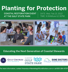 DuneDoctors's tweet photo. To view the press release on the #PlantingforProtection event designed to promote coastal resiliency click below!

185 Gulf Shores students will install over 4,000 native dune-building plants to help accelerate the development of new coastal dunes along the Gulf State Park, AL. https://t.co/6b4J2ARq8r