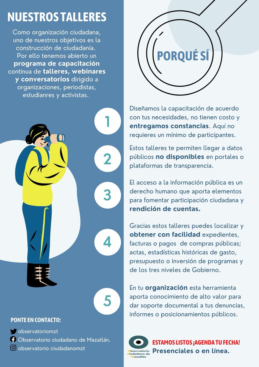 📢📢#AgendenSuFecha
Estamos abriendo fechas para #capacitar activistas, periodistas, estudiantes y organizaciones de sociedad civil en transparencia y acceso a la información.
✅Sin costo
✅Presenciales o en línea.
✅Hay constancia.
✅ Sin mínimo de participantes.

#SinPretexto