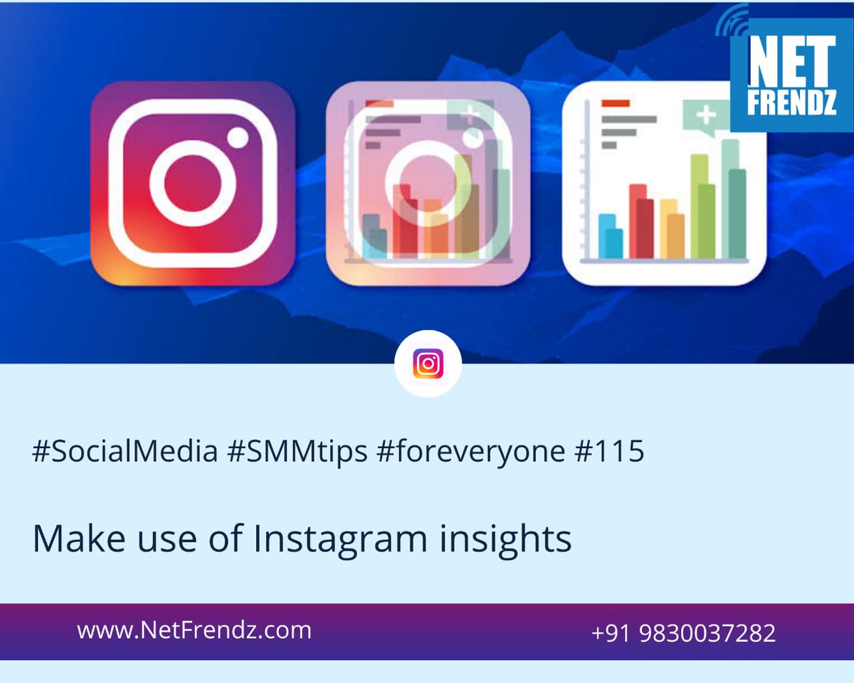 NetFrendz's tweet photo. #SocialMedia #Instagram #SMMtips #foreveryone #115
If you are just starting to use social media for marketing, Instagram can provide you with specific, pertinent information about your followers and the performance of your content. 
#SMM #SocialMediaManagement
 #SocialMediaAgency https://t.co/tZUBbNLQMF
