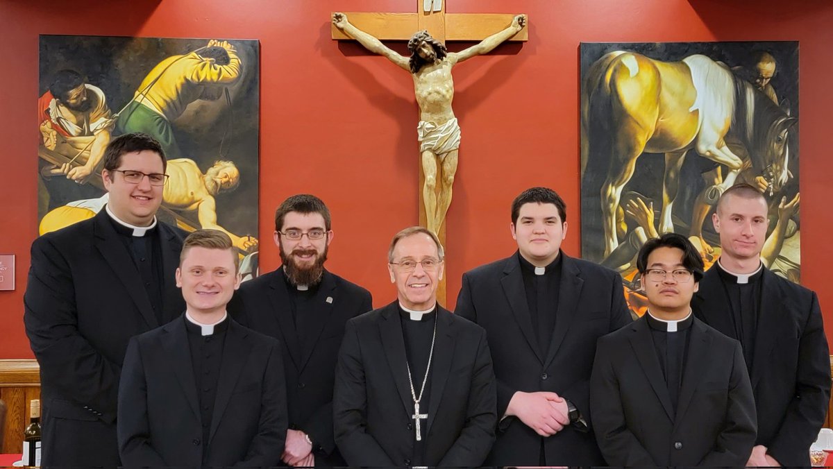 INDYvocations's tweet photo. Congratulations to six @archindy  seminarians installed in Ministries tonight by @ArchbpCThompson at @SaintMeinrad- Acolytes Anthony Armbruster, Sam Rosko, and Bobby Vogel and Lectors Aaron Noll, Khui Shing, and Isaac Siefker. #thinkingpriesthood https://t.co/UeDrZiPvVi