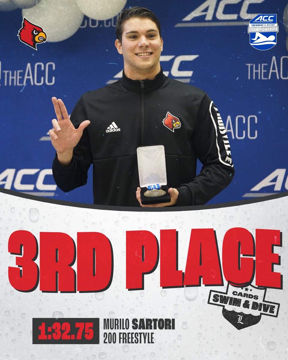 Another podium finish for the Cards 💪

Murilo Sartori touches the wall at 1:32.75 to take bronze in the Men's 200 Freestyle. 

#GoCards x #ACCSD