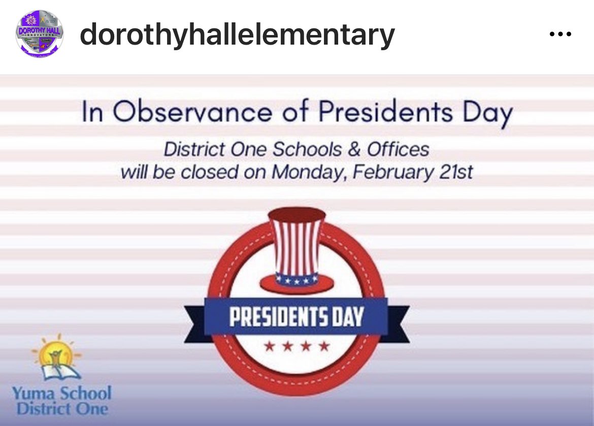 DHallElementary's tweet photo. No school Friday, February 18th or Monday, February 21st. Repost #DorothyHall #Innovators https://t.co/Gv3WcXggss