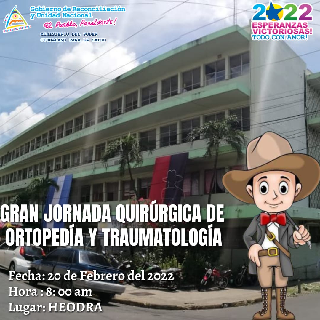 tincho210's tweet photo. Gran jornada Quirúrgica de Ortopedia y Traumatólogia en León a efectuarse el día Domingo 20 de Febrero 2022 en el Hospital Escuela Oscar Danilo Rosales Arguello a las 08:00am #LeonRevolucion 📢📢📣 https://t.co/ezQx9yC4Zy