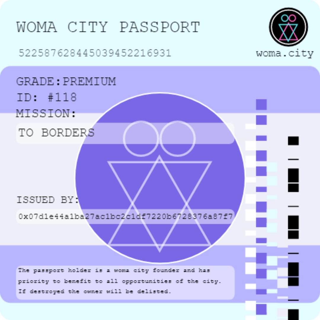 womacitytoken's tweet photo. ‘woma city’ passports  are unique and fully onchain on the Polygon Mainnet blockchain with two types as 'Premium and Elite'.

OpenSea Collection ->> https://t.co/9x8khiZ6Qk

#NFT #Metaverse #womacity https://t.co/9V8IeA2MzO