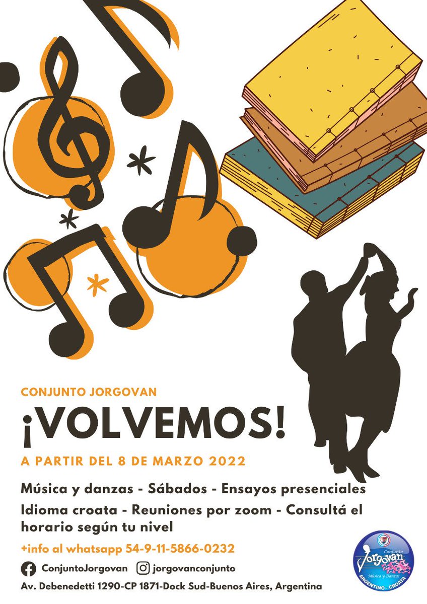 croatajorgovan's tweet photo. Te gusta bailar, cantar, tocar algún instrumento o conocer el idioma croata?
Te esperamos a partir de marzo. No se requieren conocimientos previos!
Más info al whatsapp +54-9-11-5866-0232
Te esperamos! https://t.co/iXNtlJAe2w