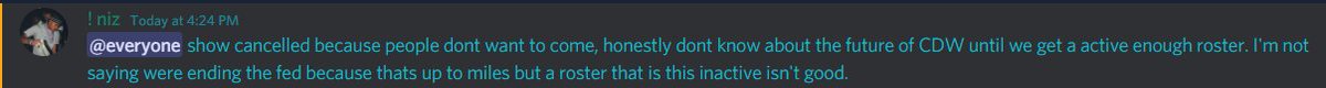 CDW_RBLX's tweet photo. The Chief Executive Officer @NIZISAWESOME has made a statement via the CDW Discord server about the future of CDW &amp; the recent show. https://t.co/ZvhdRYAxMu