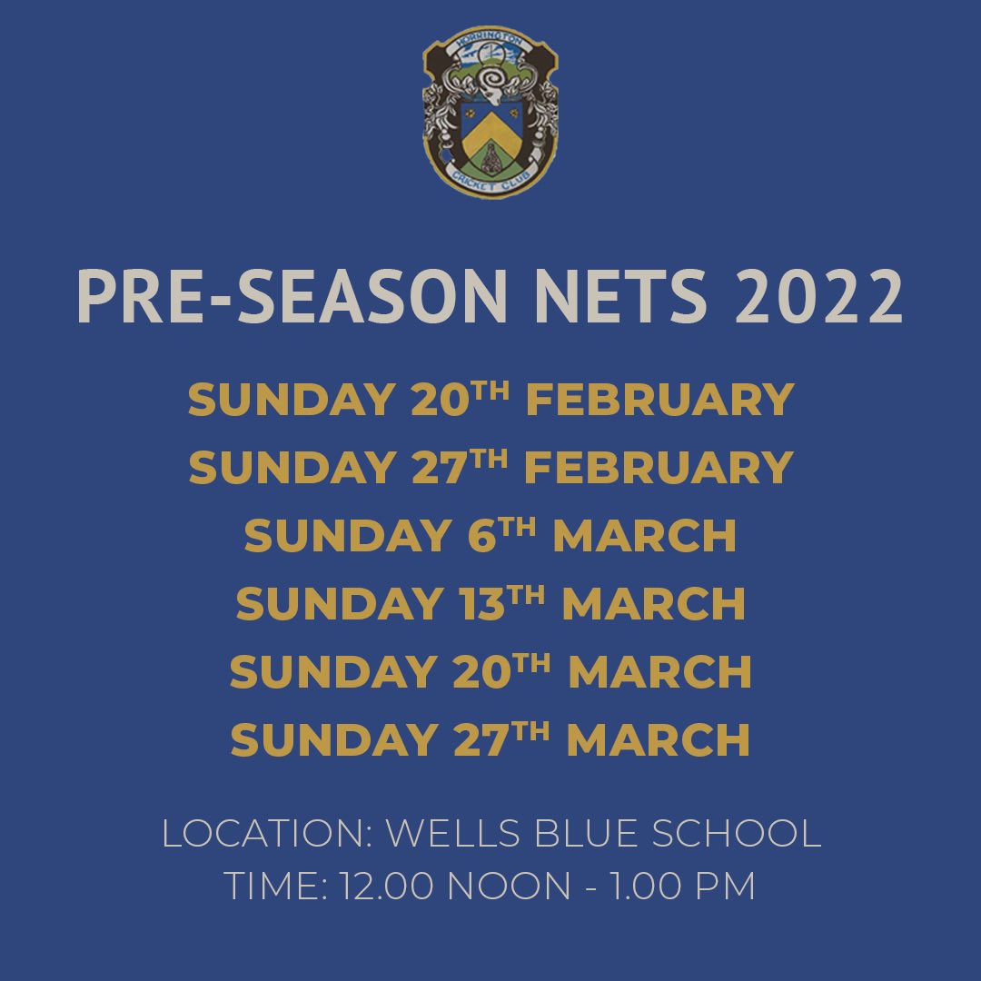 HorringtonCC_'s tweet photo. 𝟮𝟬𝟮𝟮 𝗣𝗥𝗘-𝗦𝗘𝗔𝗦𝗢𝗡 𝗡𝗘𝗧𝗦 🏏

Our indoor nets begin this Sunday at Wells Blue Sports Centre  from 12 noon until 1pm.

If you are looking to take up Cricket this summer, why not come along and try it out?! All abilities welcome! 

DM us if you would like more info 📩 https://t.co/MKDquZqHJL