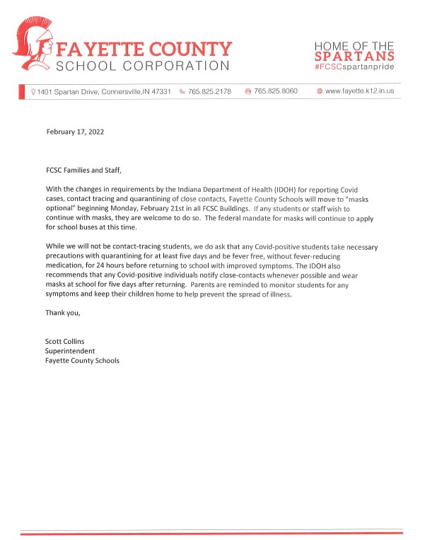 Letter from the Superintendent #FCSCSpartanPride