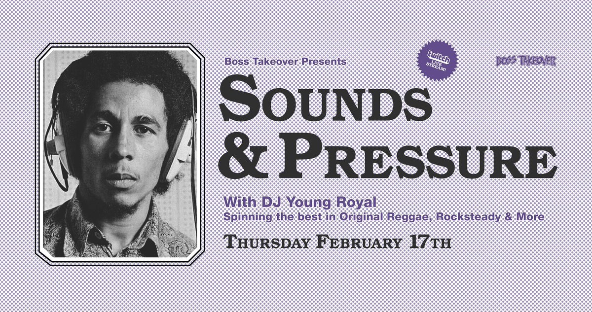 TONIGHT IS THE NIGHT! Sounds &amp; Pressure returns to my twitch channel from 7-10PM PST! As per usual I'll be spinning the best in Original Reggae, Rocksteady &amp; More all on vinyl 45. Tune in and hang out with your boy!