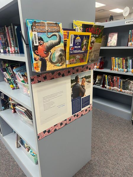 MrBSammons's tweet photo. Brrr... It's cold outside! We've created an indoor book walk that begins in our lunchroom and ends upstairs in our library! @gcspartans #GCReads @LuisMontalvan https://t.co/4OA7N3Y1dY