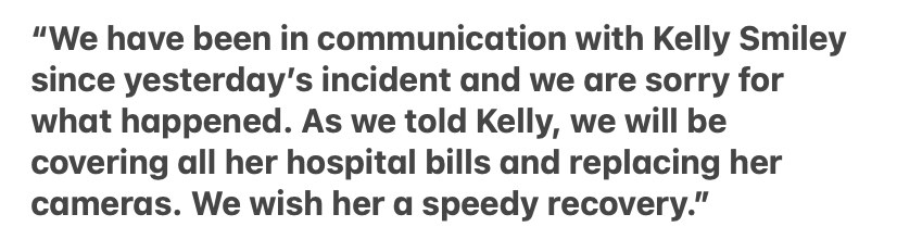 NickiJhabvala's tweet photo. Joint statement from the L.A. Rams and Matthew and Kelly Stafford, on Kelly Smiley, the photographer who fractured her spine after falling during the team’s Super Bowl parade: https://t.co/V9l4EG8fE0