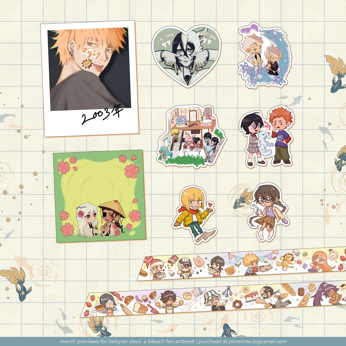 phreinne's tweet photo. 🌧 HALCYON DAYS

A Bleach fan-artbook centered around the happy memories of the cast is available for preorder until March 11, 12pm PST! 

🛒: https://t.co/CECeWIqpjn https://t.co/Z2E8ddmDuQ