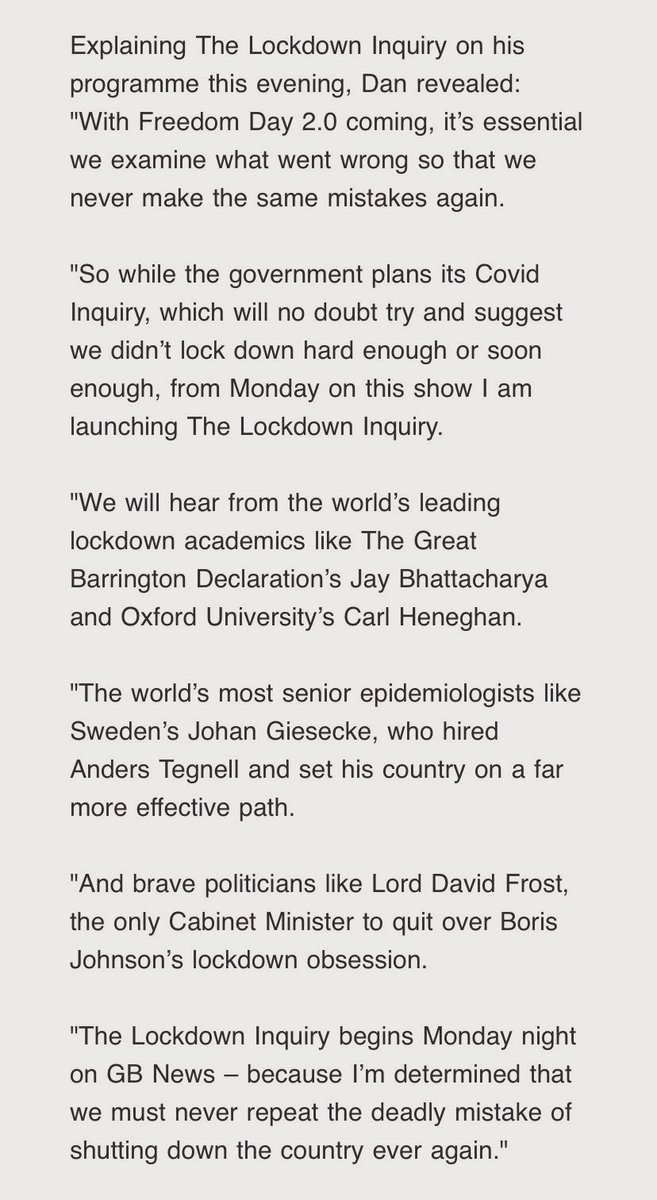 Lockdowns don’t work. They never did. And they must never happen again. 
That’s why on Monday we launch the Lockdown Inquiry on my show on <a href="/GBNEWS/">GB News</a>. 
It’s the investigation into lockdown damage that you’ll never see on the BBC, ITV, Sky News or Channel 4.