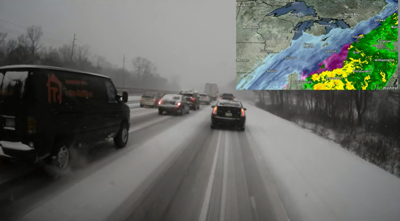 LIVE: <a href="/nightcam/">@Tim_Pamplin</a> is live on the roads as snow falls across Metro Detroit bit.ly/3I3u3AI