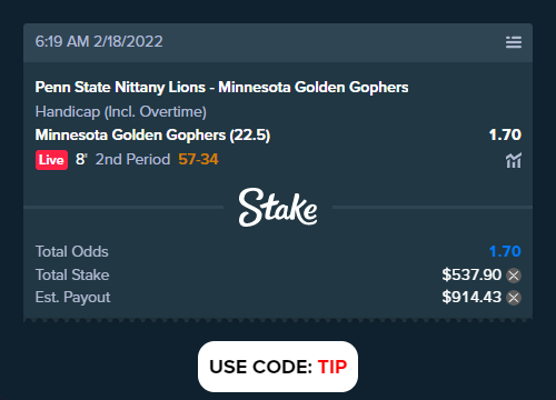 Penn State Nittany Lions - Minnesota Golden Gophers

Bet slip link: stake.com/sports/home?ii…

#PennStateNittanyLions #MinnesotaGoldenGophers #1inch #sportsbettingadvice