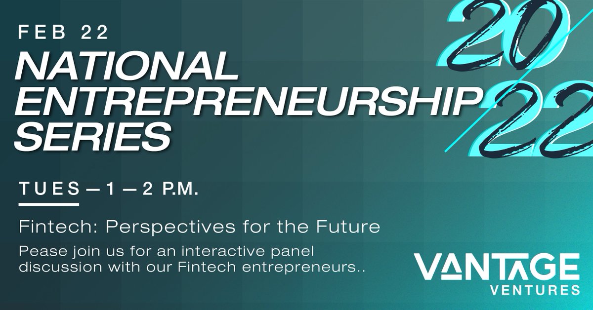 Join us for a virtual panel discussion on the future of fintech next Tuesday, 2/22, at 1pm ET, featuring Vantage entrepreneurs Lee Farabaugh, Jason Tortorete, and Jacob Lysick, and hosted by Steven Saab of MVB Edge Ventures.

Register for free here: bit.ly/3rVKDga