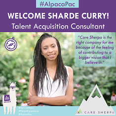 Care_Sherpa_HC's tweet photo. As we continue to #levelup in 2022 we are excited to announce a new team member to help us with the identification of talent and the ongoing development of our team. Welcome Shardé Curry to the #AlpacaPac! #ServiceHeart https://t.co/d7HgTFZtz5