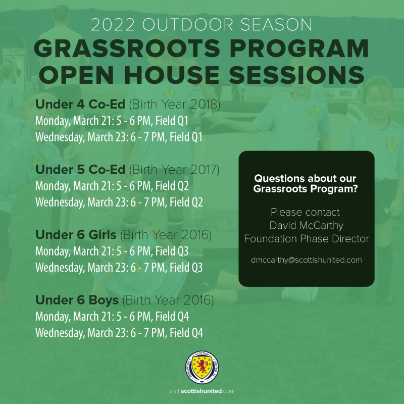 scottishunited's tweet photo. The 2022 Outdoor Season is just around the corner and we're excited to announce our open house and player evaluation dates.

Registration is required to attend these sessions, so make sure to click through on the link cards below!

#BrawClubFitba #GoTartans