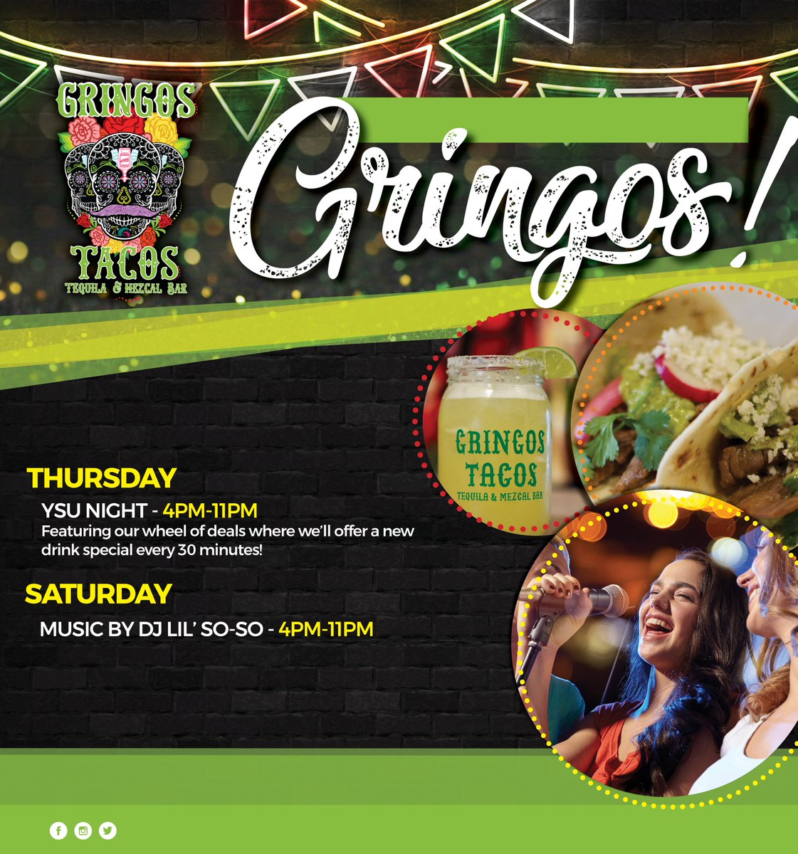 GringosYtown's tweet photo. We can't wait to see you this weekend at Gringo's! https://t.co/BmMfS0GlfD