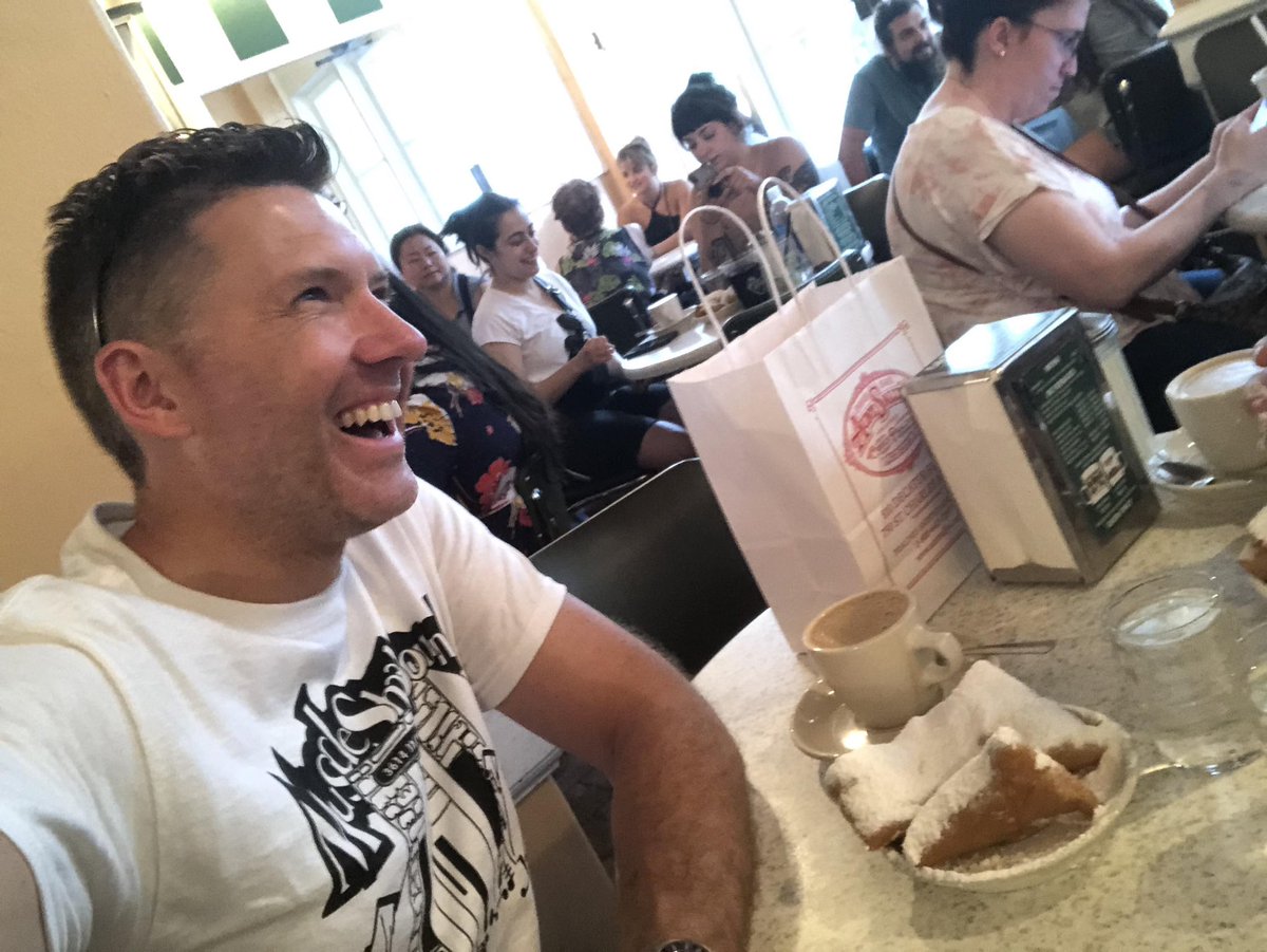 RobinPjazz's tweet photo. Fun and games with the lads in #NewOrleans, #CafeDuMonde, #SteamboatNatchez and of course #secondlineparade! https://t.co/JvzEsuGs4b