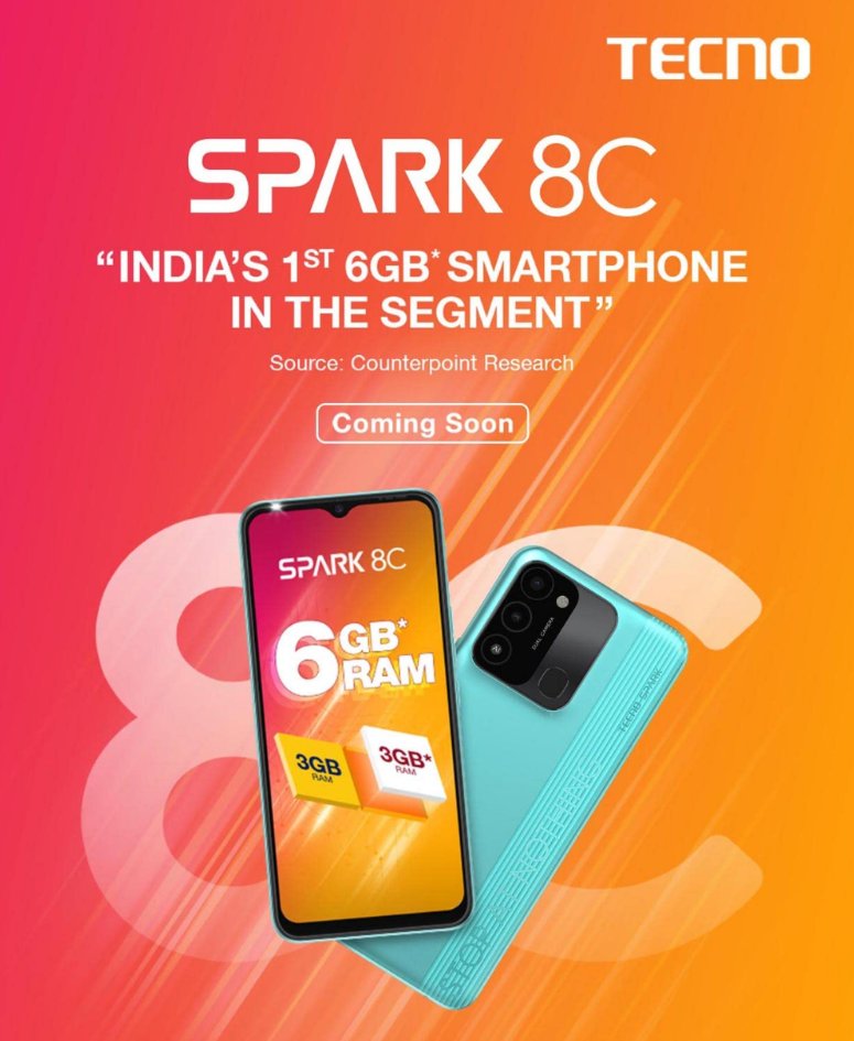 Tecno Spark 8C launching soon in India,

Will have a 6.6' HD+ 90Hz display

#TECNO #TecnoSpark8C #Amazon #Indian