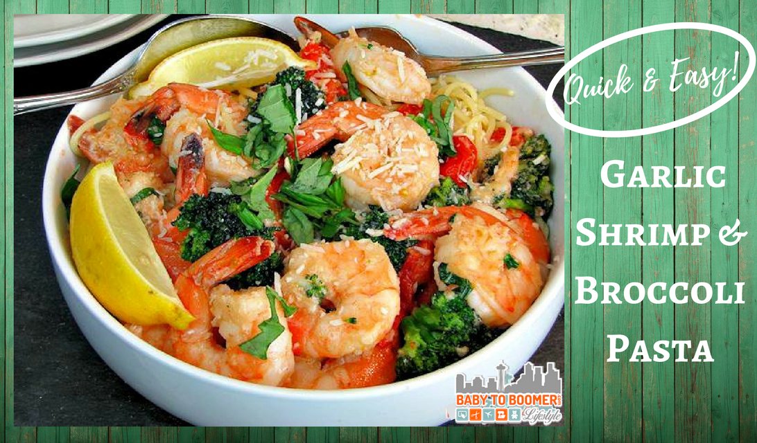 Quick Dinner Idea - Easy Garlic Shrimp and Broccoli Pasta Recipe bit.ly/2lO0HOE #recipe #dinner #seafood #easy