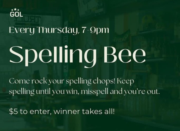 Come spell to the max at Gol tonight.  $5 entry,  winner takes  all. Last week's winner took home $45, tonight's pot should be the largest ever!!
<a href="/OregonSpellers/">Oregon Spellers</a> <a href="/torispelling/">Tori Spelling</a> <a href="/StumptownFooty/">Stumptown Footy</a> 
#spelling
#PDX 
#portland