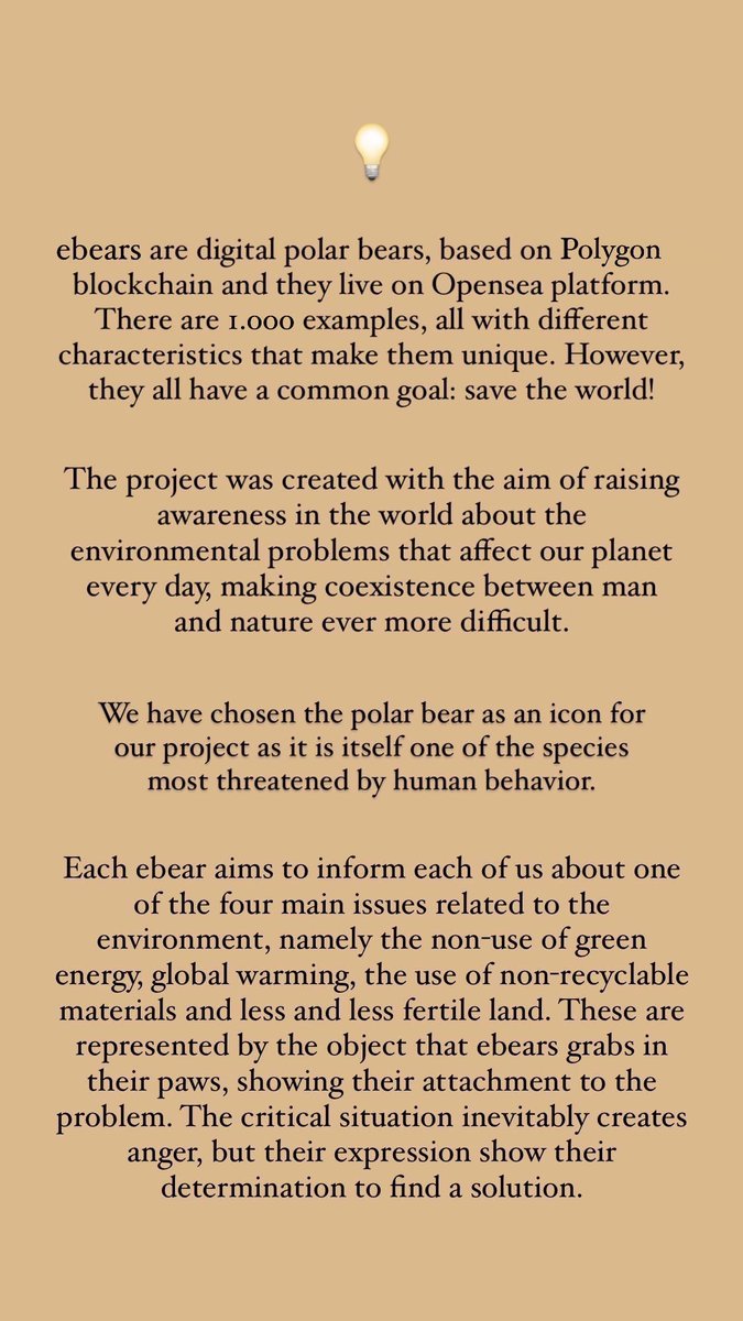 ebear_NFT's tweet photo. You can read here what our project consist of and what ebears want to do.
Our idea, roadmap, socials and donation. https://t.co/lEcNIjRHM7