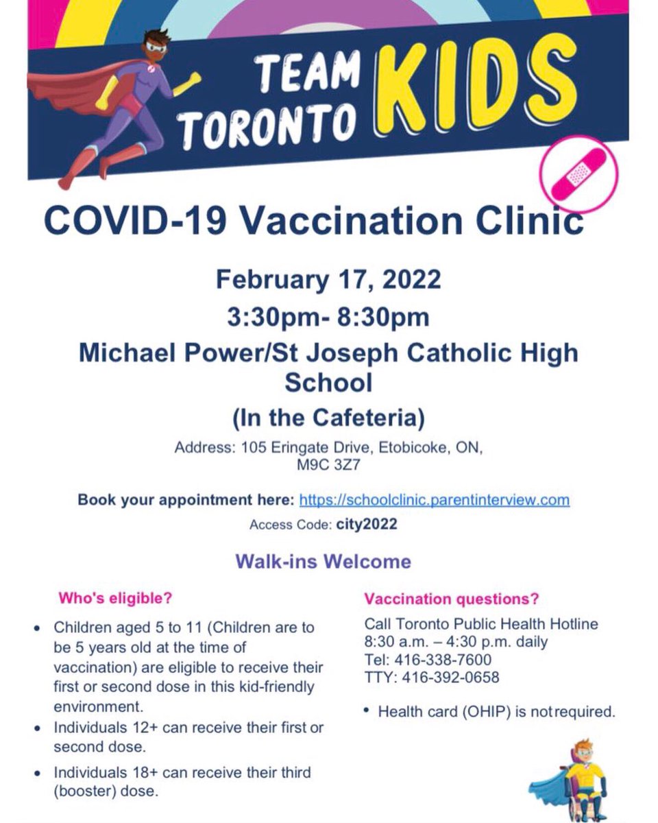 SaadNaseer_7's tweet photo. Check this out! @MPSJ_TCDSB is hosting a city-run vaccine clinic today! If you still havenโt got your shots, hereโs your opportunity! Vaccines are safe and effective in helping stop the spread of Covid-19. #letsgetvaxed and #stopthespread! ๐ค๐๐
@MalecStanley @Markus4Ward2 https://t.co/OQrBup1tr2