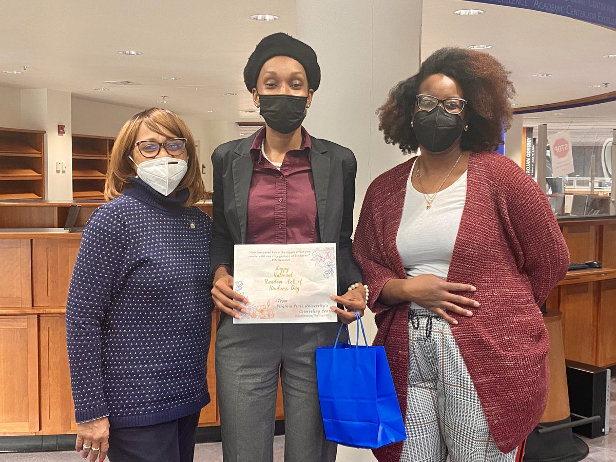 VSU Counseling Center appreciates you, Ms. Bishop! Thank you for who you are! #BeKindChallenge #KindnessDayTheTrojanWay <a href="/MsFBishop/">Ms. Bishop 📚🤓✍🏾</a> <a href="/VsuSao/">VSU Student Accessibility Office (SAO)</a> <a href="/ResLife1882/">VSU Residence Life</a> <a href="/VSUResLife/">VSU Residence Life</a>  <a href="/VSU_1882/">Virginia State University</a> <a href="/vsu_admissions/">VSU Admissions</a> <a href="/VSUsports/">VSU Athletics</a>