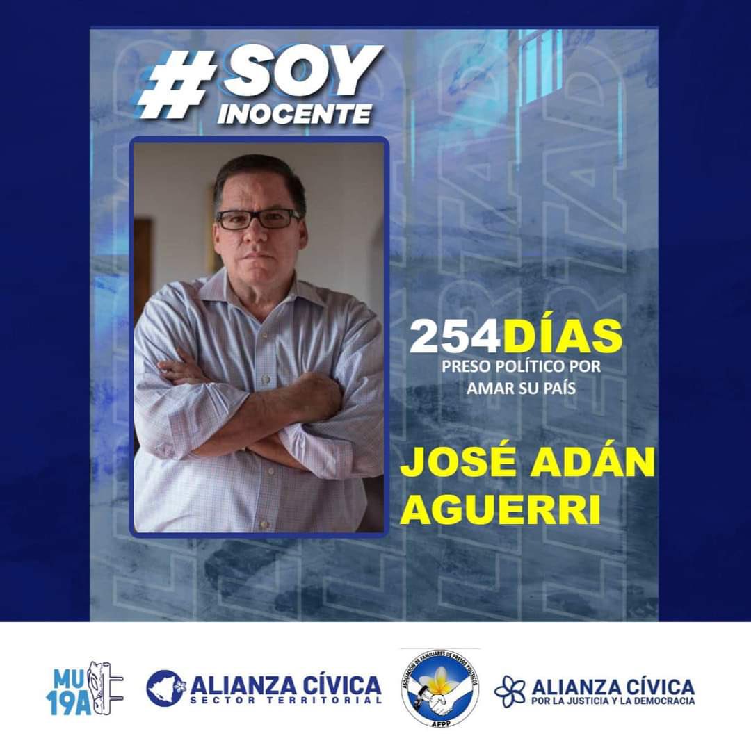 TerritoriosACJD's tweet photo. *#SOYINOCENTE* Desde el Movimiento Universitario 19 de abril, Alianza Cívica Sector Territorial y la Asociación de Familiares de presos políticos demandamos la liberación de *José Adán Aguerri*, preso político de la dictadura. ¡Es inocente! https://t.co/KyLP09VjOZ