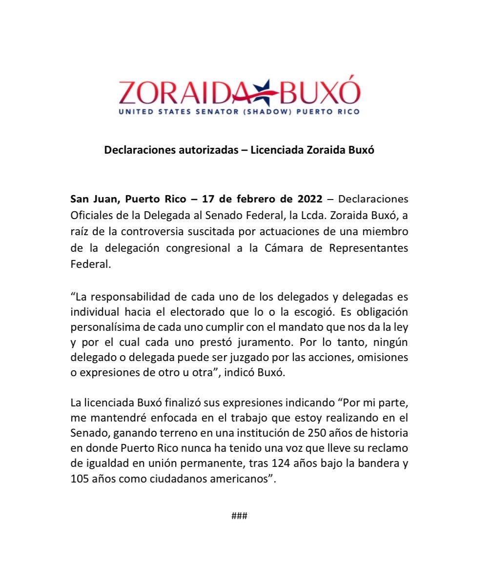 Dado el revuelo causado aún entre personas serias y las comunicaciones que he recibido para que emita una expresión, he aquí las únicas declaraciones que realizaré sobre la más reciente controversia generada por las actuaciones de una miembro de la delegación electa.