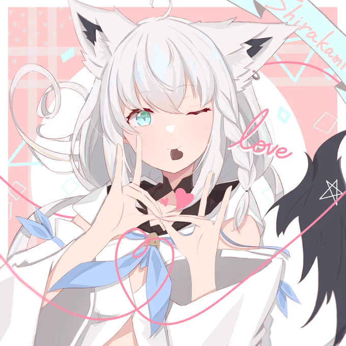 #絵フブキ 
バレンタインきつね🦊 
