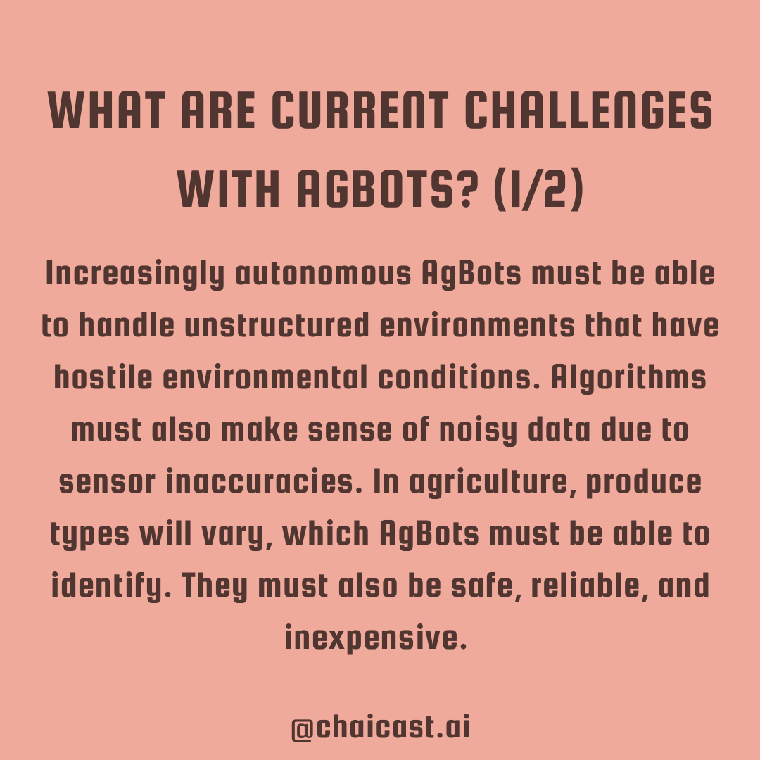 chAIcast's tweet photo. (2/2) Breaking down the tech: Agricultural Robots

One week after each episode launch, we will release infographics to better inform our listeners about the technology discussed in our previous episode.

Ep 1 on Spotify, Apple Podcasts, &amp; YouTube: https://t.co/IjW7XfneKI https://t.co/HFHBDpMlnu