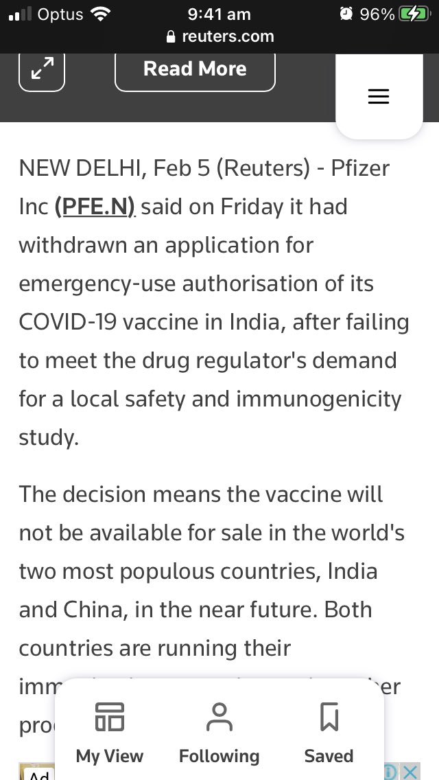 Takin_Thepis_s's tweet photo. 🚨 It’s not by chance that Pfizer opted out of the lucrative Indian market with over 1 billion people, when the Indian government asked for transparency and testing before giving approval, citing safety concerns. Why didn’t our government demand stricter testing &amp; safety for you? https://t.co/qhhscKKdyA